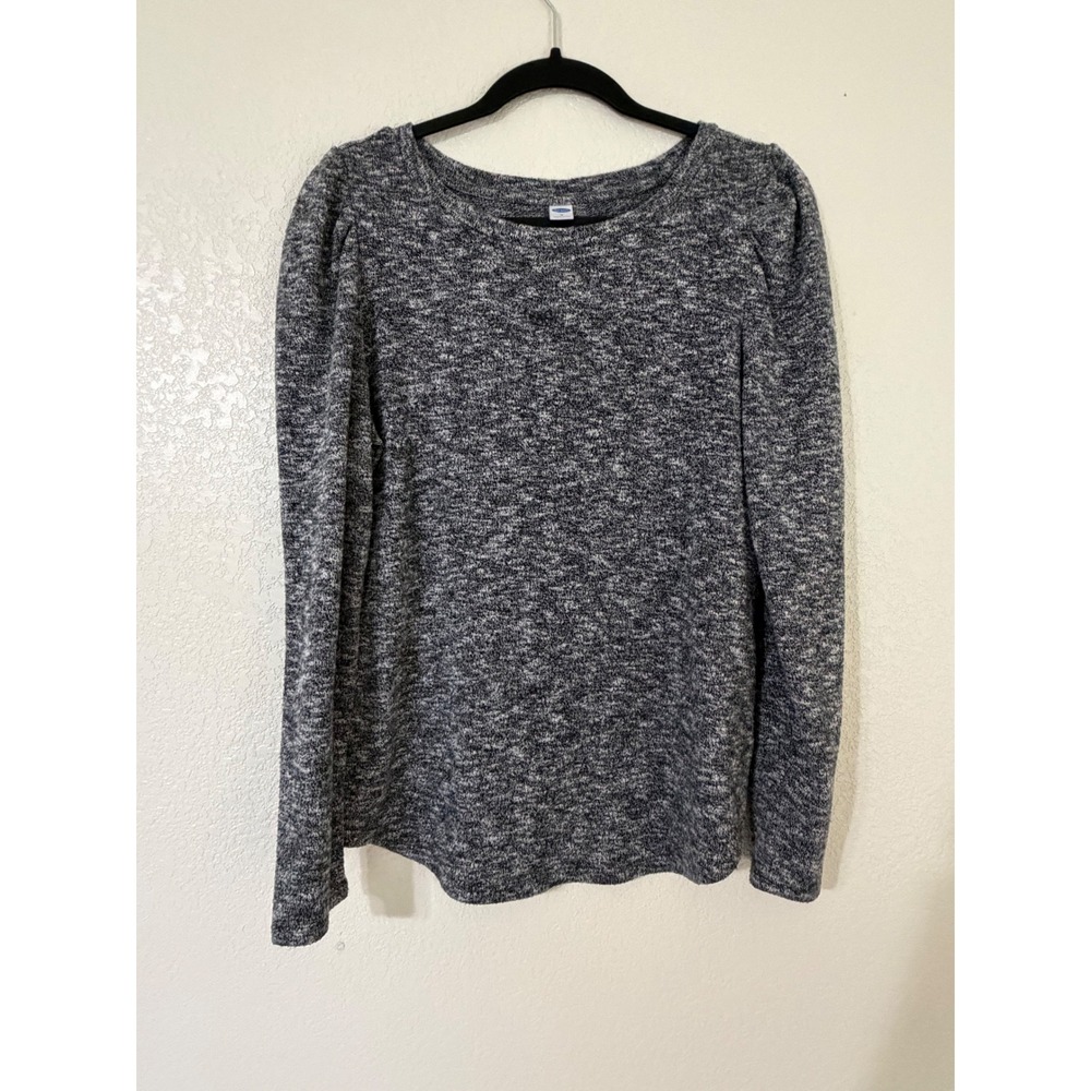 Old Navy Women's Marled Knit Puffed Shoulder Long Sleeve Top Gray Size M